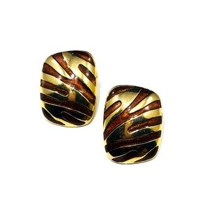 Vintage Tiger Stripe Animal Print 80s Earrings